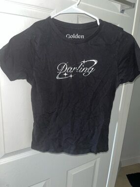 Golden 'Darling' Graphic Tee in Black